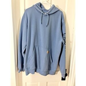 Carhartt Men's XL  Hoodie Signature Sleeve Logo Lt Blue Hooded Sweatshirt